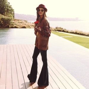 SHOW ME YOUR MUMU BLUE VELVET BELL BOTTOMS